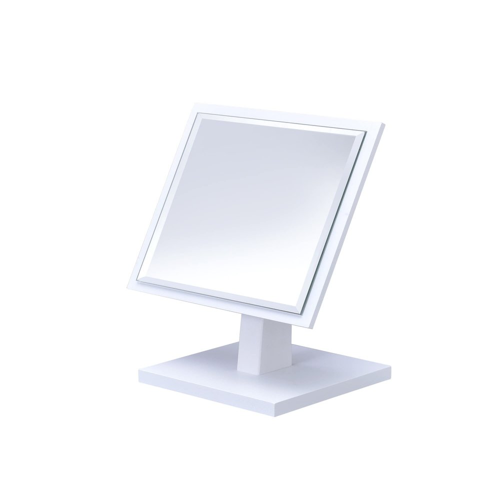 HomeRoots Wood/Glass Pretty White Square Make Up Vanity Mirror