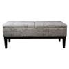 HomeRoots Beige Wood, Polyurethane Foam: 97%, Polyester Fabric: 3% Black and White Vintage Postcard Print Dual Lift Storage Bench view 3