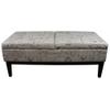 HomeRoots Beige Wood, Polyurethane Foam: 97%, Polyester Fabric: 3% Black and White Vintage Postcard Print Dual Lift Storage Bench view 4