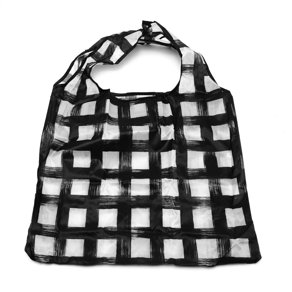 BEEFLYING 3 Pcs Foldable Shopping Bags Reusable Grocery Bags Heavy Duty Tote Polyester Bags for Shopping Home Travel Outdoor Camping (Tartan Pattern)