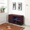 HomeRoots Wood, Polyurethane Foam: 97%, Polyester Fabric: 3% Brown and Purple Tufted Shoe Storage Bench view 2