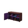 HomeRoots Wood, Polyurethane Foam: 97%, Polyester Fabric: 3% Brown and Purple Tufted Shoe Storage Bench view 3