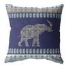 HomeRoots 18 Navy Ornate Elephant Suede Throw Pillow view 1