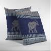 HomeRoots 18 Navy Ornate Elephant Suede Throw Pillow view 2