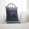 HomeRoots 18 Navy Ornate Elephant Suede Throw Pillow view 3