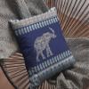 HomeRoots 18 Navy Ornate Elephant Suede Throw Pillow view 4