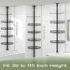 ALLZONE Corner Shower Caddy Tension Pole, 4-Tier Adjustable Shelves, Rustproof Bathroom Shower Organizer Corner for Inside Shower Storage, Tension Mounted, 39 to 115 Inch Height, Black view 3