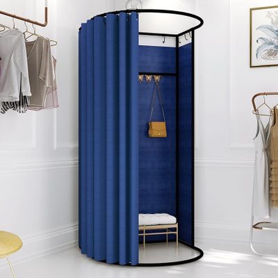 Don't Look At Me-Clothing Store Fitting Room With Shading Curtain,Portable Changing Room Divider - Black Frame, Portable Temporary Mobile Privacy Protection Dressing Room,Easy To Install ( Color : S )