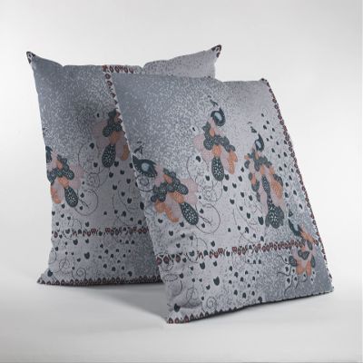 HomeRoots Gray On White 20 Gray Black Boho Bird Suede Throw Pillow