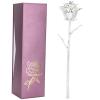 25th Anniversary Silver Rose, 24K Gold Dipped Flower Long Stem Forever Preserved Eternal Rose Present for Her Wife Mom, Birthday Valentine's Day Wedding view 1
