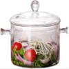 1500ml High Borosilicate Glass Cooker, Heated Clear Stockpot With Double Handle And Lid For Cooking Pasta, Soup, Milk, Desserts And Baby Food view 1