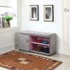 HomeRoots Wood, Polyurethane Foam: 97%, Polyester Fabric: 3% Light Gray and Pink Tufted Shoe Storage Bench view 2