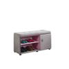 HomeRoots Wood, Polyurethane Foam: 97%, Polyester Fabric: 3% Light Gray and Pink Tufted Shoe Storage Bench view 4