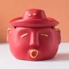 AETVRNI Modern Mini Trash Can, Waste Basket for Desktop,Ceramics Material, Easy to Clean,for Outdoors on The Balcony, Odour-Proof, Closed, It is Also Suitable As A Beautiful Table Decoration,Red view 1