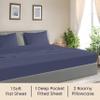SGI bedding 108"x 108" 4 Pc Alaskan King Sheet Set 1000 Thread Count 100% Egyptian Cotton - Deep Pocket 18" Ultra Soft, Breathable, Hotel Quality Sheets, Oversized Bed Sheets, Mediterranean Blue view 2
