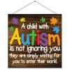 A Child With Autism Is Not Ignoring You Wood Sign Autism Awareness Sign Puzzle Piece Autistic Support Rustic Plaque Home Decorative Wooden Sign Wall Art Decor For Living Room Kitchen Birthday Gift view 1