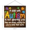 A Child With Autism Is Not Ignoring You Wood Sign Autism Awareness Sign Puzzle Piece Autistic Support Rustic Plaque Home Decorative Wooden Sign Wall Art Decor For Living Room Kitchen Birthday Gift view 2