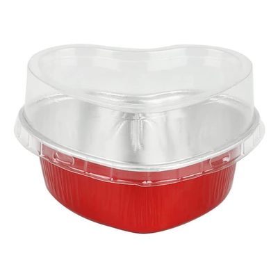 Aluminum Foil Heart Shaped Cake Pan with Lid Disposable Cheesecake Pans Baking Flan for Valentine Xmas Wedding Mother's Day Party Cupcake Cup (Cow,50 Sets)