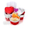 Aluminum Foil Heart Shaped Cake Pan with Lid Disposable Cheesecake Pans Baking Flan for Valentine Xmas Wedding Mother's Day Party Cupcake Cup (Cow,50 Sets) view 2