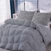 100% Soft Cotton Baffle Box Pinch Pleated 5 PC Comforter Set, Palatial King -Silver Winter Warm Feather Duvet Insert Ultra Soft Breathable 500 GSM Fill Power Lightweight Comforter with 4 Shams view 1