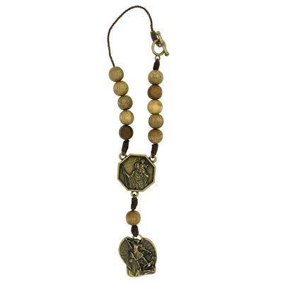 Brazilian Saint Michael and Saint Christopher One Decade Rosary with Clasp | Catholic Rearview Mirror Ornament | Great Religious Gift for Confirmation and Graduation