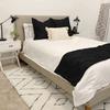 Crown Bedding Queen Size 400 Thread Count 5 Piece Pinch Pleated Bed Runner (1 Bed Runner + 4 Euro Shams) Black Solid 100% Egyptian Cotton Soft Fade-Resistant Easy Care Decorative Bed Scarf view 1