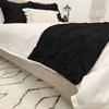 Crown Bedding Queen Size 400 Thread Count 5 Piece Pinch Pleated Bed Runner (1 Bed Runner + 4 Euro Shams) Black Solid 100% Egyptian Cotton Soft Fade-Resistant Easy Care Decorative Bed Scarf view 3