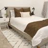 California King Size 400 Thread Count 3 Piece Pinch Pleated Bed Runner (1 Bed Runner + 2 Euro Shams) Taupe Solid 100% Egyptian Cotton Soft Fade-Resistant Easy Care Decorative Bed Scarf view 1