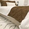 California King Size 400 Thread Count 3 Piece Pinch Pleated Bed Runner (1 Bed Runner + 2 Euro Shams) Taupe Solid 100% Egyptian Cotton Soft Fade-Resistant Easy Care Decorative Bed Scarf view 2