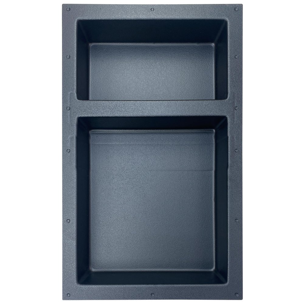 AMERICAN BUILT PRO Shower Niche Tile Template - Black, Matte Finish, Single/Double Shelved with Separator, ID 24" x 14" Inch - Bathroom Organizer for Shower Construction