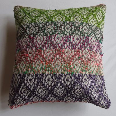 20''x20'' Embroidered Cushion Cover, Oriental Living Room Decor Cushion, Tribal Pillowcase, Decorative Throw Pillow, Vintage Charm Cushion Cover,Organic Wool Pillowcase, Hippie Decor
