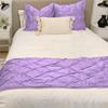 Crown Bedding King Size 400 Thread Count 3 Piece Pinch Pleated Bed Runner (1 Bed Runner + 2 Euro Shams) Lilac Solid 100% Egyptian Cotton Soft Fade-Resistant Easy Care Decorative Bed Scarf view 2