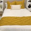 Crown Bedding Twin Size 400 Thread Count 5 Piece Pinch Pleated Bed Runner (1 Bed Runner + 4 Euro Shams) Gold Solid 100% Egyptian Cotton Soft Fade-Resistant Easy Care Decorative Bed Scarf view 2
