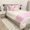 Crown Bedding Twin Size 400 Thread Count 5 Piece Pinch Pleated Bed Runner (1 Bed Runner + 4 Euro Shams) Baby Pink Solid 100% Egyptian Cotton Soft Fade-Resistant Easy Care Decorative Bed Scarf view 1