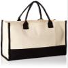 Mud Pie Classic Black and White Canvas Tote Bag, BRIDE, 17" x 19" x 2" view 2