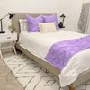 California King Size 400 Thread Count 5 Piece Pinch Pleated Bed Runner (1 Bed Runner + 4 Euro Shams) Lilac Solid 100% Egyptian Cotton Soft Fade-Resistant Easy Care Decorative Bed Scarf view 1