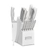 Cuisinart Professional Block Knife Set, 15pc Cutlery Knife Set with Steel Blades for Precise Cutting, Lightweight, Stainless Steel Durable & Dishwasher Safe, White view 1