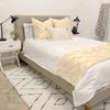 Crown Bedding King Size 400 Thread Count 3 Piece Pinch Pleated Bed Runner (1 Bed Runner + 2 Euro Shams) Ivory Solid 100% Egyptian Cotton Soft Fade-Resistant Easy Care Decorative Bed Scarf view 1