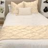 Crown Bedding King Size 400 Thread Count 3 Piece Pinch Pleated Bed Runner (1 Bed Runner + 2 Euro Shams) Ivory Solid 100% Egyptian Cotton Soft Fade-Resistant Easy Care Decorative Bed Scarf view 2