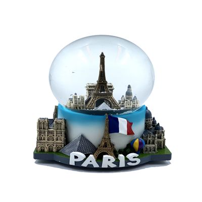 Paris Musical Snow Globe Romantic Gift Souvenir Decor for Home Office (Colorful)