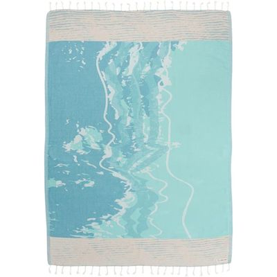 Sand Cloud Turkish Beach Towel - Sand Free - 100% Organic Turkish Cotton Yarn - Quick Dry Towel for Beach, Picnic Blanket or Throw - As Seen on Shark Tank - Waves