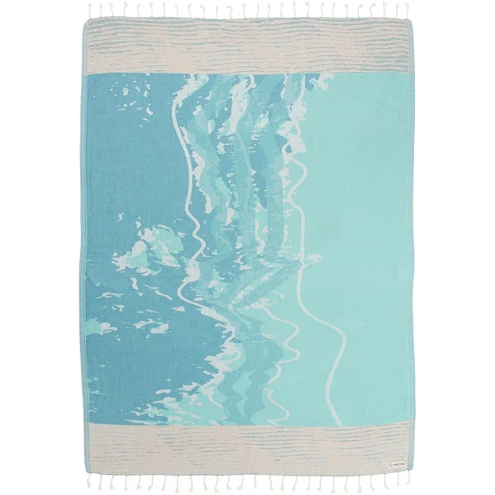 Sand Cloud Turkish Beach Towel - Sand Free - 100% Organic Turkish Cotton Yarn - Quick Dry Towel for Beach, Picnic Blanket or Throw - As Seen on Shark Tank - Waves
