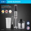220 Volt Hand Blender 1000W - 3 in 1 Hand blender includes blending shaft, 500 ml chopper bowl, 700 ml beaker and whisk-220V 240V (Not For Use In USA) view 2