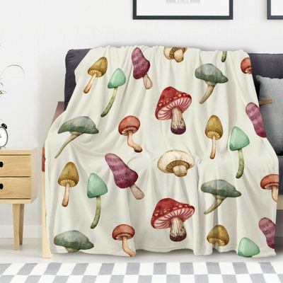 Avalokitesvara Wild Forest Mushroom Flannel Blanket Super Soft and Warm for Bed Couch Sofa 120x90 Inch for Family