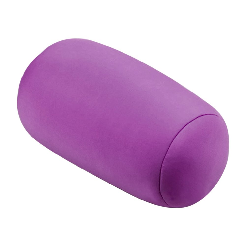 12"x6.4" Microbead Bolster Neck Roll Pillow Comfortable Soft Round Throw Pillow Jelly Bean Bed Pillow,Relax Body, Head, Neck & Shoulders No Pain Rest for Travel Home Sofa Bed (Purple)