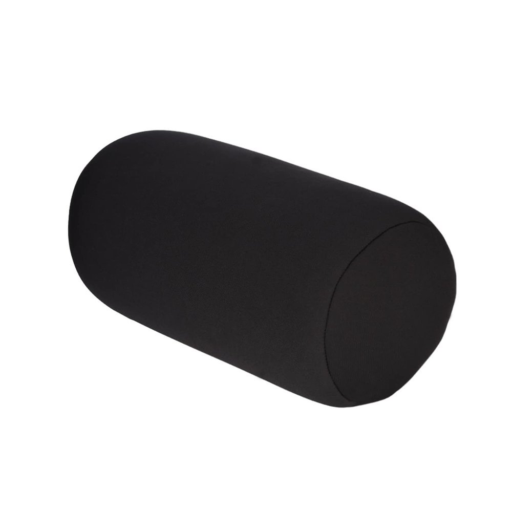 12"x6.4" Microbead Bolster Neck Roll Pillow Comfortable Soft Round Throw Pillow Jelly Bean Bed Pillow,Relax Body, Head, Neck & Shoulders No Pain Rest for Travel Home Sofa Bed (Black)