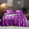 Rico Bedding 100% Pure Silk Satin Duvet with Fitted Sheet Set 4pcs, Silk Satin Fitted Sheet 15'' Deep Pocket,Silk Satin Duvet Cover,Silk Satin Pillowcases Set(King Purple) view 1