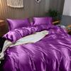 Rico Bedding 100% Pure Silk Satin Duvet with Fitted Sheet Set 4pcs, Silk Satin Fitted Sheet 15'' Deep Pocket,Silk Satin Duvet Cover,Silk Satin Pillowcases Set(King Purple) view 2