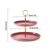 2-tier Cake with Ring Handle Ceramic Dessert Table Detachable Cupcake Stand Multi-color Pastry Tray Cupcake Display Stand (Color : Red, Size : Small) view 2