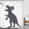 Funny Dinosaur Dino Kids Trex Raptor Silhouette Bathroom Shower Curtain Set view 2
